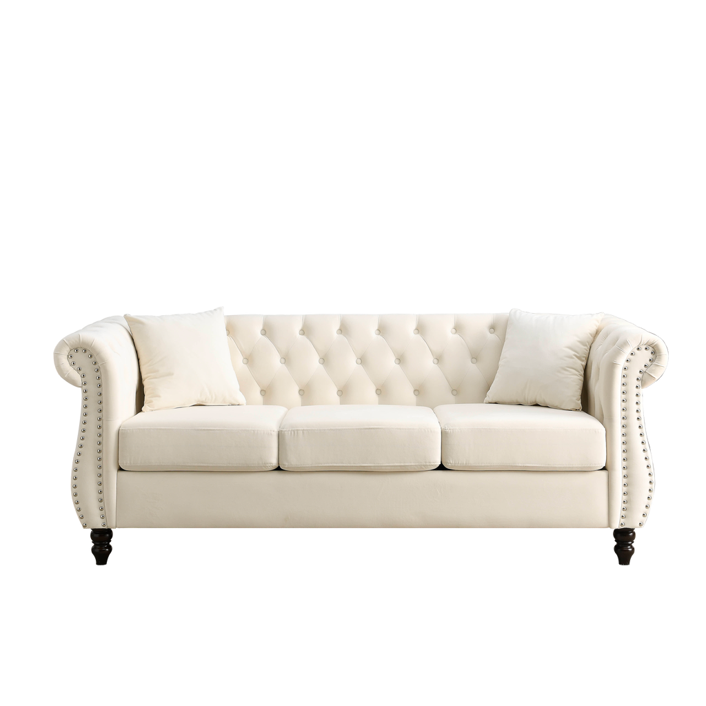 Classic Chesterfield 3-Seater Velvet Sofa