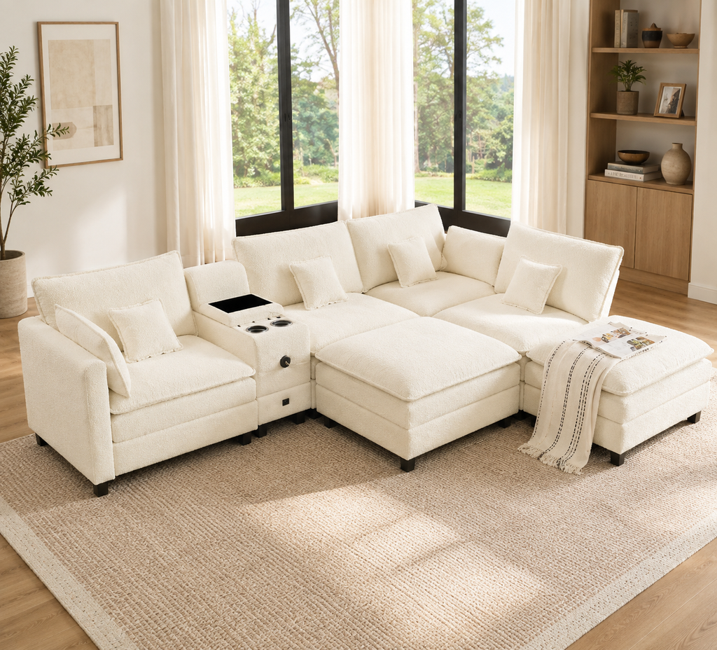 The Haven 6-Piece Modular Sectional with Reversible Chaise & Storage Console