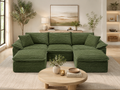 Corduroy Cloud Sectional Sofa with Movable Ottoman
